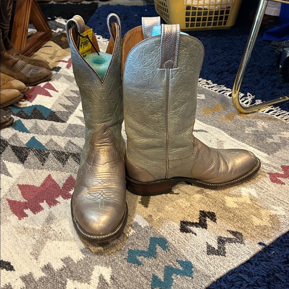 Gold and turquoise Western Boots